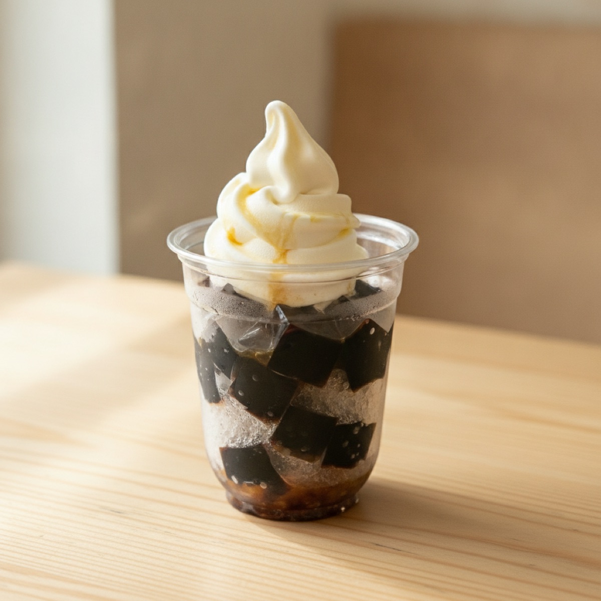 Grass Jelly with Ice Cream Freeze