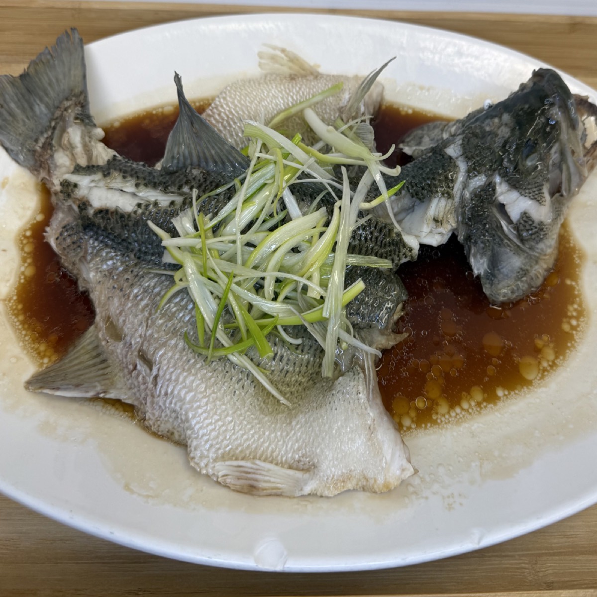 Steamed Whole Live Green Bass